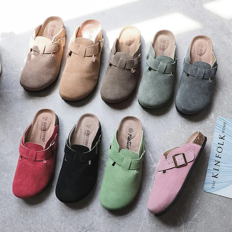 CozyStride™ - Summer Suede Cork Clogs with Adjustable Buckle