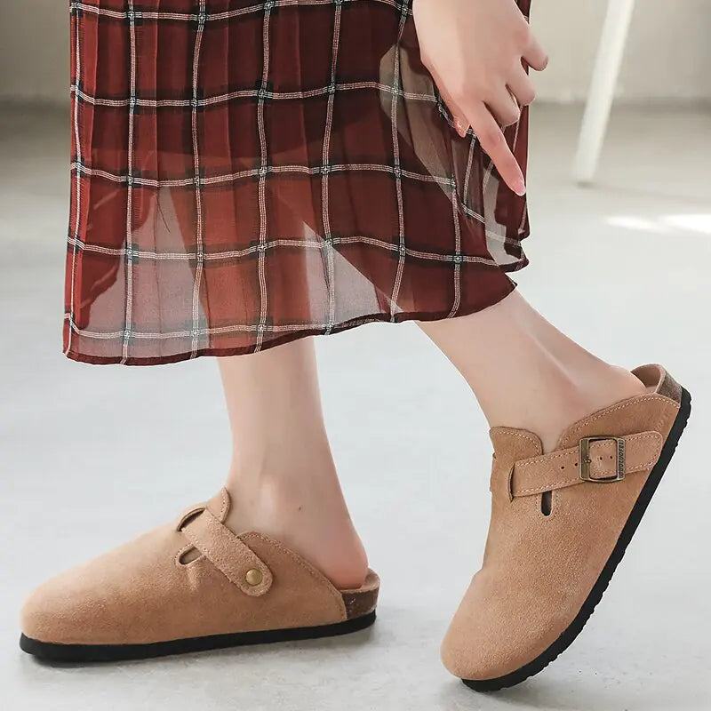 CozyStride™ - Summer Suede Cork Clogs with Adjustable Buckle