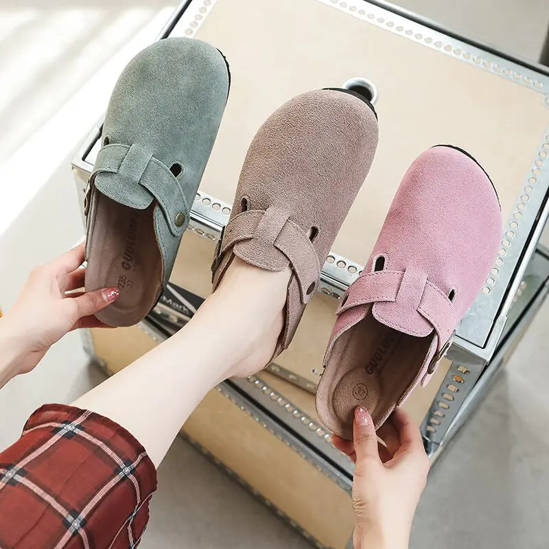 CozyStride™ - Summer Suede Cork Clogs with Adjustable Buckle